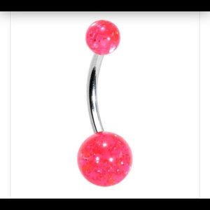 Pink Glitter acrylic belly ring